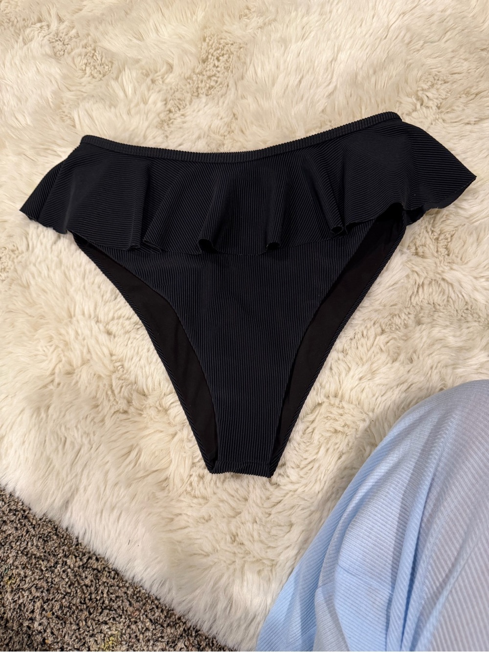 Beach Riot Black Ruffle High-Cut Bikini Bottom